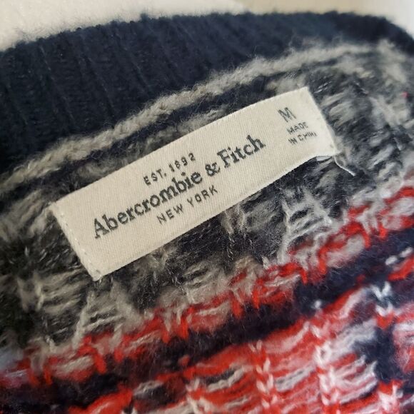 Abercrombie&Fitch Penguin Candy Cane Wool Blend Holiday Sweater Size Medium - Picture 5 of 13